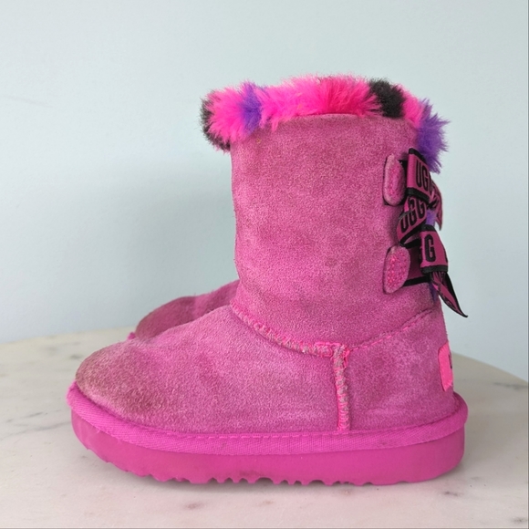 UGG Toddler Girls Bailey Bow Pink & Purple Boots - Picture 6 of 11